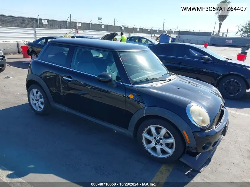 2010 Mini Cooper VIN: WMWMF3C57ATZ64407 Lot: 40716659