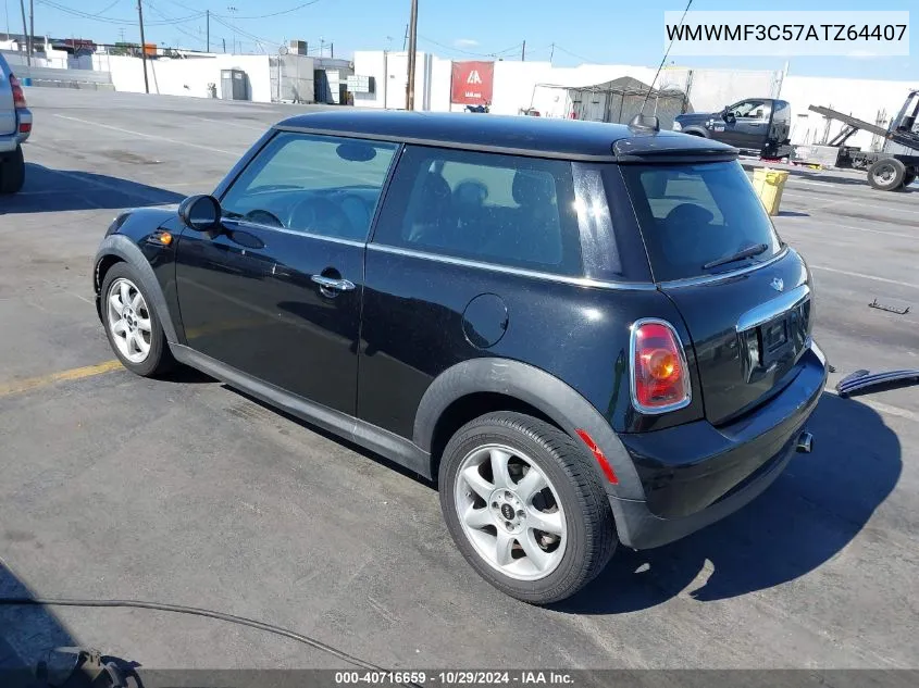 2010 Mini Cooper VIN: WMWMF3C57ATZ64407 Lot: 40716659