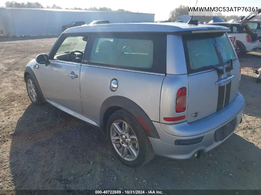 2010 Mini Cooper S Clubman VIN: WMWMM3C53ATP76361 Lot: 40722659