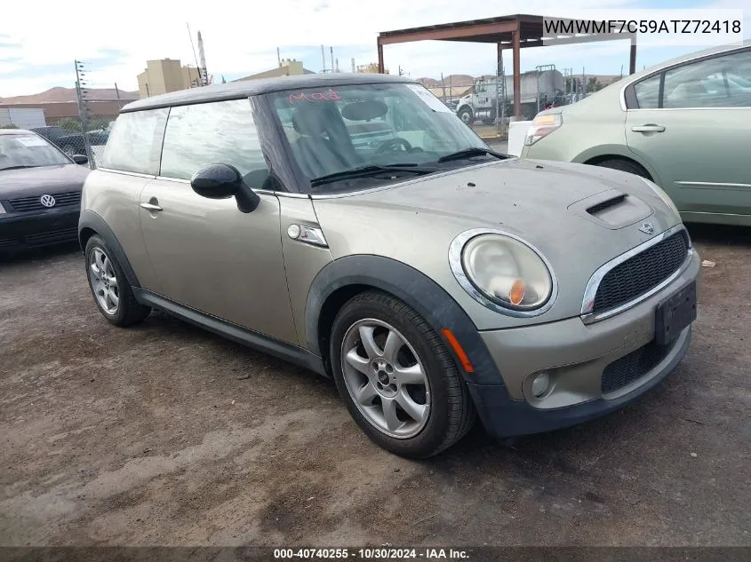 2010 Mini Cooper S VIN: WMWMF7C59ATZ72418 Lot: 40740255