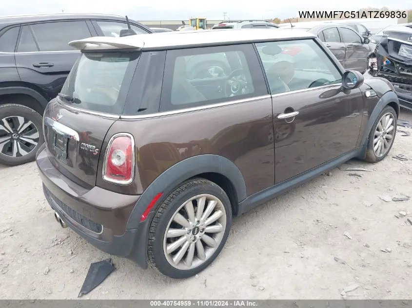 2010 Mini Cooper S VIN: WMWMF7C51ATZ69836 Lot: 40754959