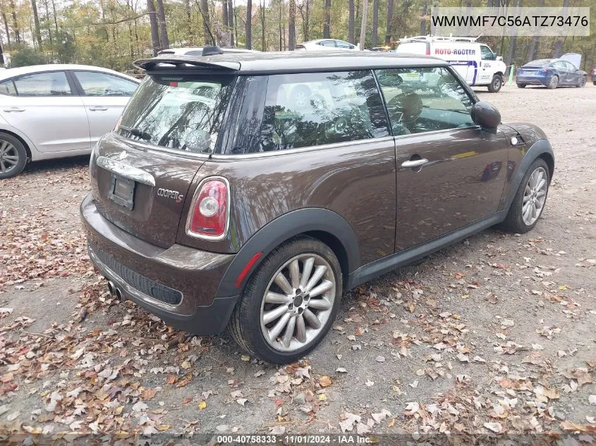 2010 Mini Cooper S VIN: WMWMF7C56ATZ73476 Lot: 40758333