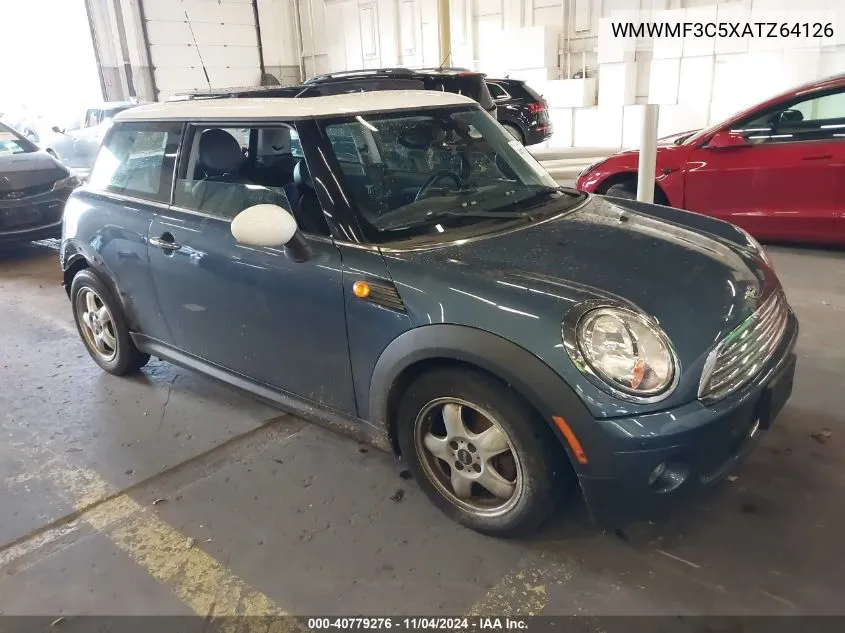 2010 Mini Cooper VIN: WMWMF3C5XATZ64126 Lot: 40779276