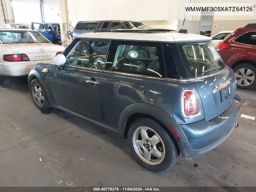 2010 Mini Cooper VIN: WMWMF3C5XATZ64126 Lot: 40779276