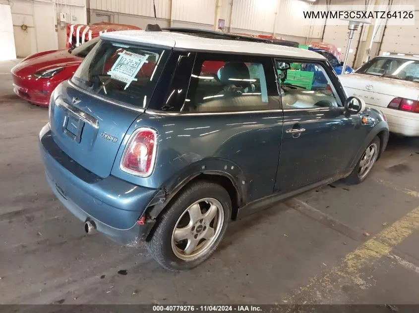 2010 Mini Cooper VIN: WMWMF3C5XATZ64126 Lot: 40779276