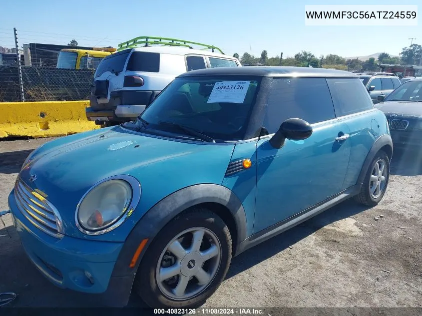 2010 Mini Cooper VIN: WMWMF3C56ATZ24559 Lot: 40823126