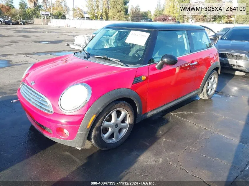 2010 Mini Cooper VIN: WMWMF3C5XATZ64109 Lot: 40847399