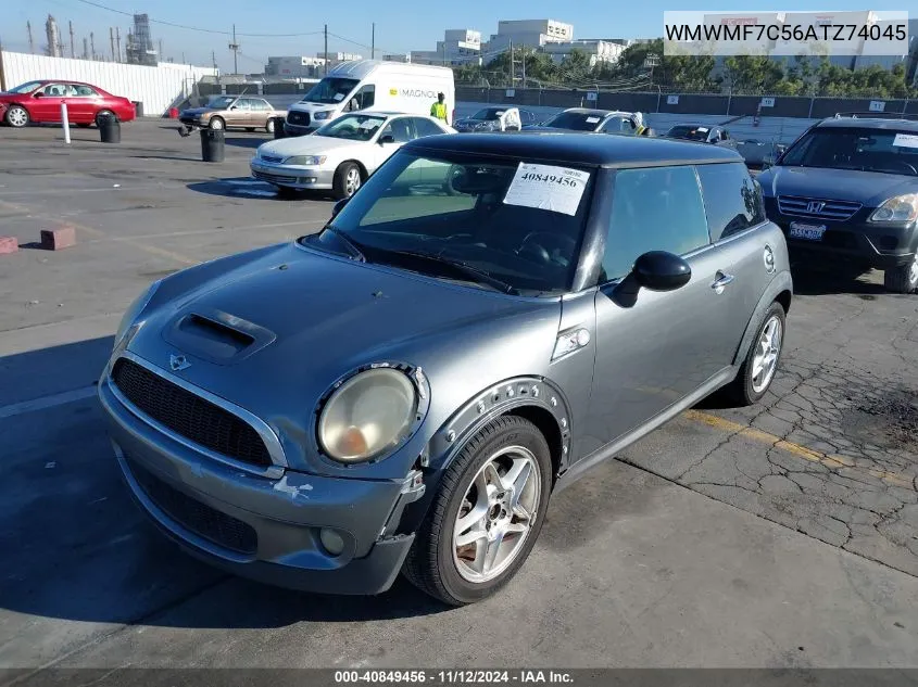 2010 Mini Cooper S VIN: WMWMF7C56ATZ74045 Lot: 40849456