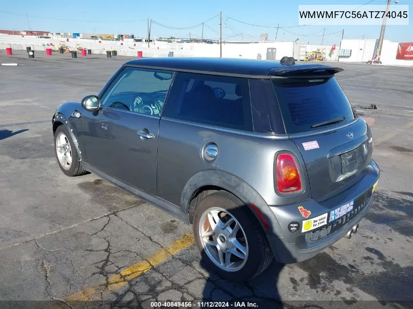 2010 Mini Cooper S VIN: WMWMF7C56ATZ74045 Lot: 40849456