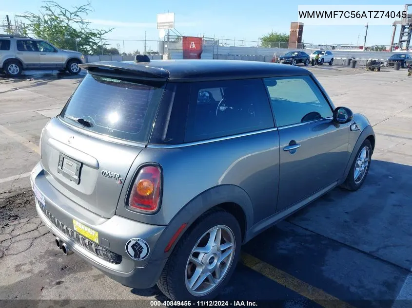 2010 Mini Cooper S VIN: WMWMF7C56ATZ74045 Lot: 40849456