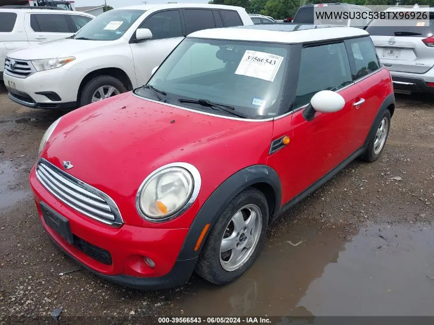 2011 Mini Cooper VIN: WMWSU3C53BTX96926 Lot: 39566543