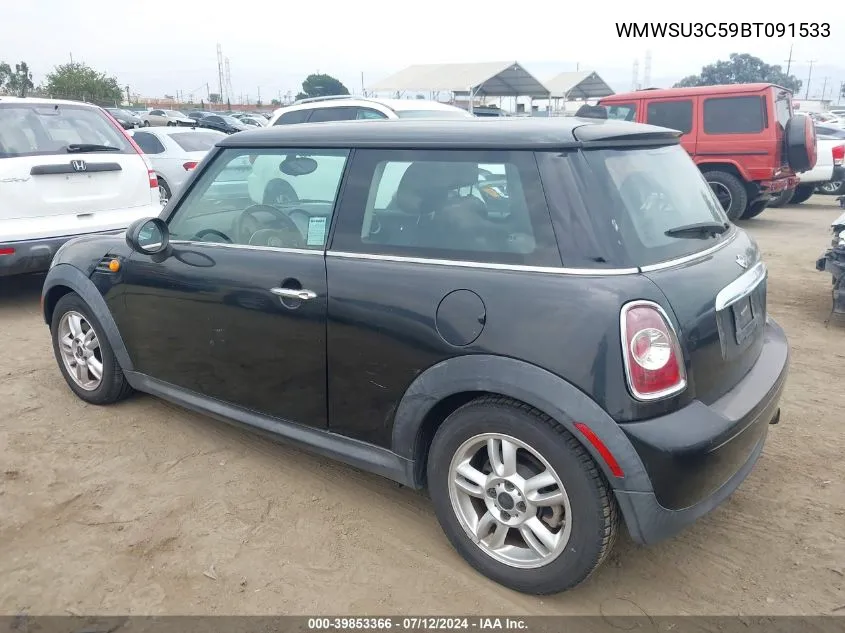 2011 Mini Cooper VIN: WMWSU3C59BT091533 Lot: 39853366