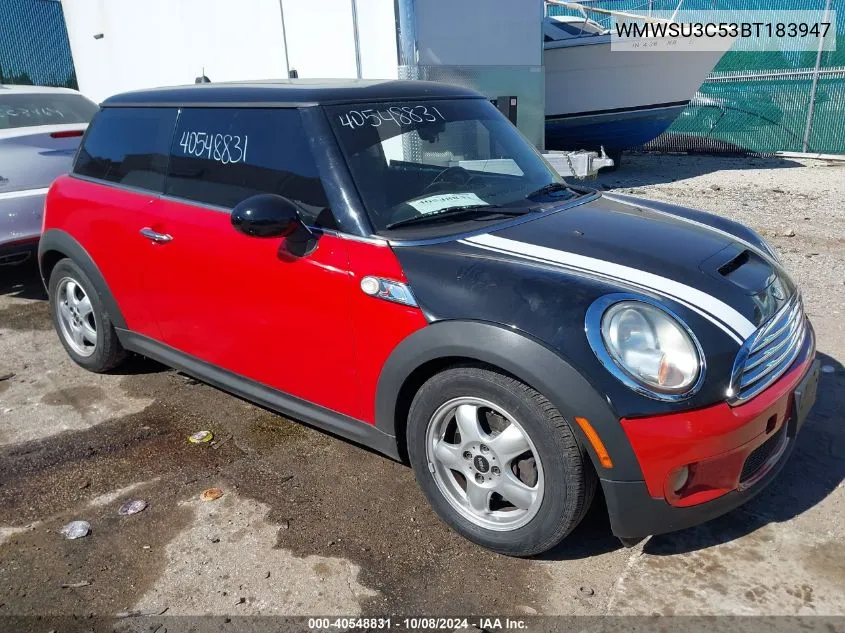 2011 Mini Cooper VIN: WMWSU3C53BT183947 Lot: 40548831