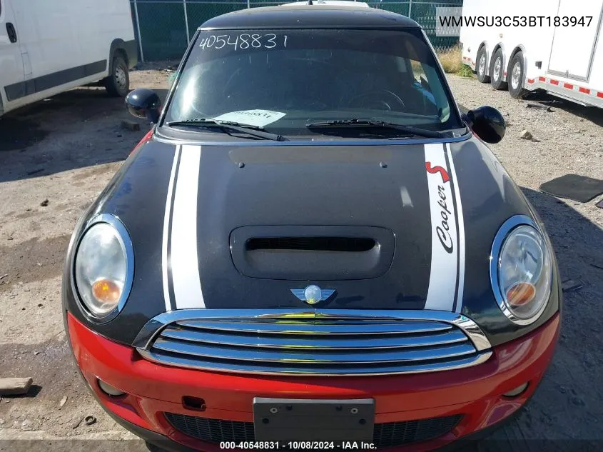 2011 Mini Cooper VIN: WMWSU3C53BT183947 Lot: 40548831