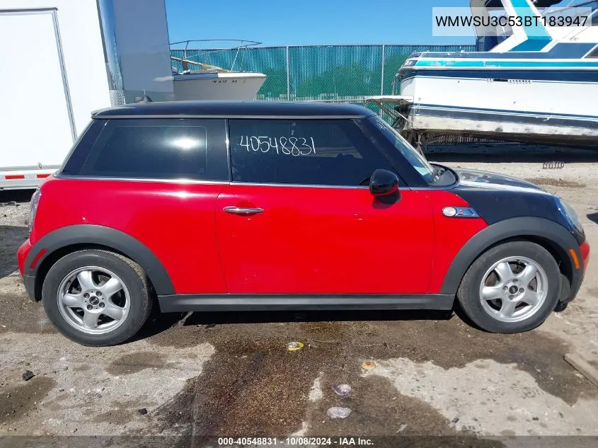 2011 Mini Cooper VIN: WMWSU3C53BT183947 Lot: 40548831