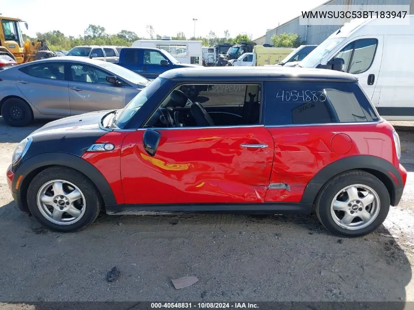 2011 Mini Cooper VIN: WMWSU3C53BT183947 Lot: 40548831