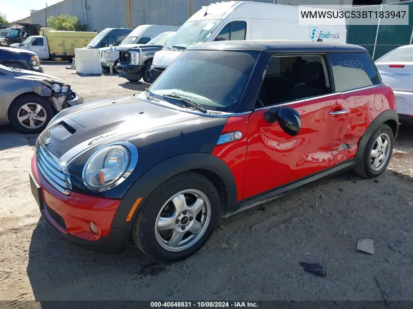 2011 Mini Cooper VIN: WMWSU3C53BT183947 Lot: 40548831