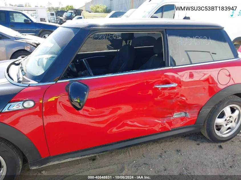 2011 Mini Cooper VIN: WMWSU3C53BT183947 Lot: 40548831