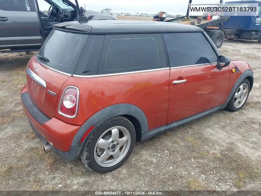 2011 Mini Cooper VIN: WMWSU3C52BT183793 Lot: 40584077