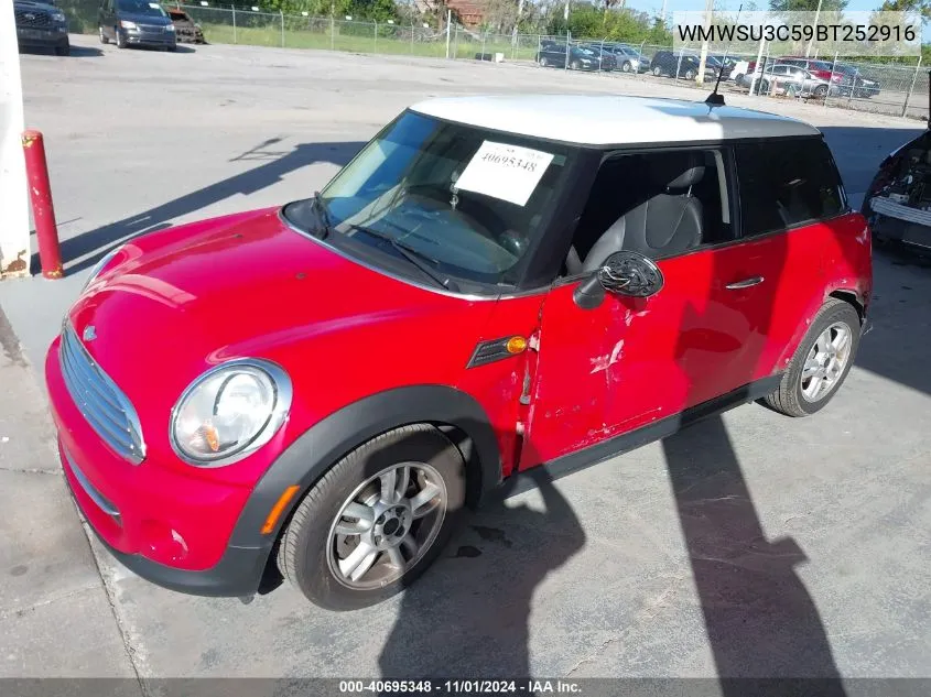 2011 Mini Cooper VIN: WMWSU3C59BT252916 Lot: 40695348