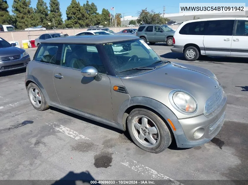 2011 Mini Cooper VIN: WMWSU3C54BT091942 Lot: 40696033