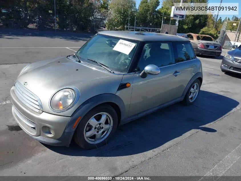 2011 Mini Cooper VIN: WMWSU3C54BT091942 Lot: 40696033