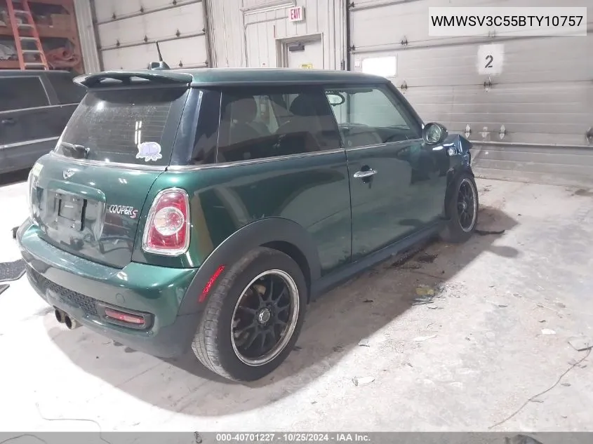 2011 Mini Cooper S VIN: WMWSV3C55BTY10757 Lot: 40701227