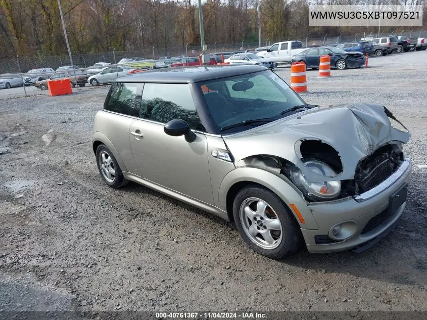 2011 Mini Cooper VIN: WMWSU3C5XBT097521 Lot: 40761367