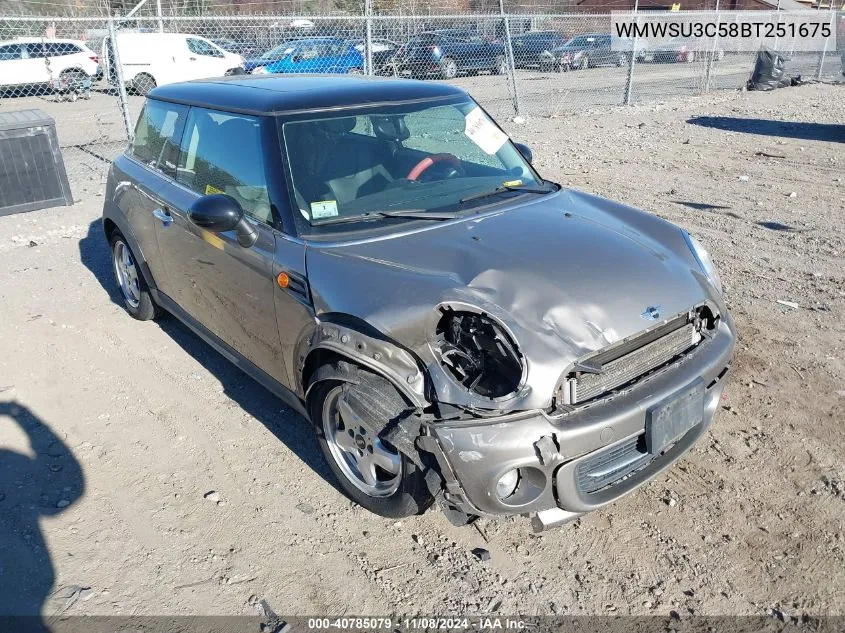 2011 Mini Cooper VIN: WMWSU3C58BT251675 Lot: 40785079