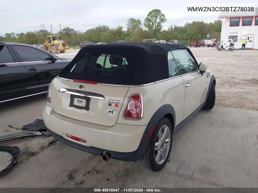 2011 Mini Cooper VIN: WMWZN3C53BTZ78038 Lot: 40818047