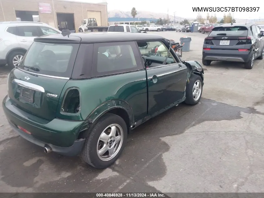 2011 Mini Cooper VIN: WMWSU3C57BT098397 Lot: 40846928