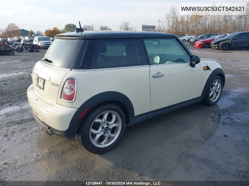 2012 Mini Cooper VIN: WMWSU3C53CT542621 Lot: 12139447