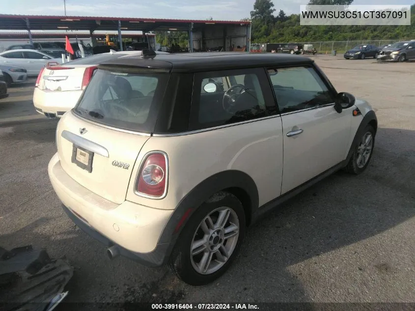 2012 Mini Cooper VIN: WMWSU3C51CT367091 Lot: 39916404