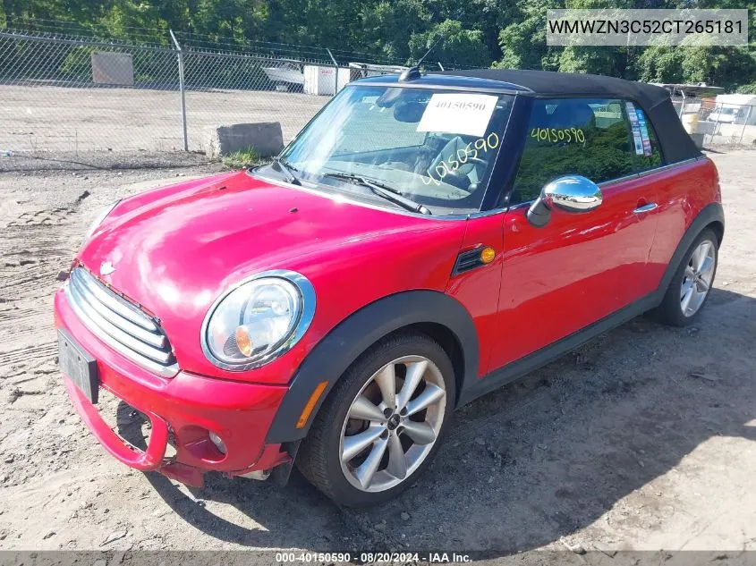 2012 Mini Cooper VIN: WMWZN3C52CT265181 Lot: 40150590