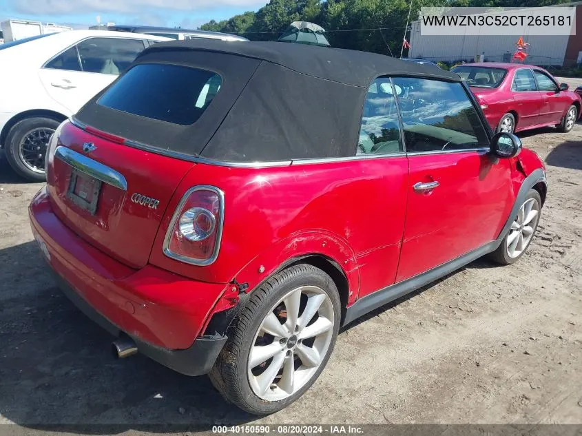 2012 Mini Cooper VIN: WMWZN3C52CT265181 Lot: 40150590