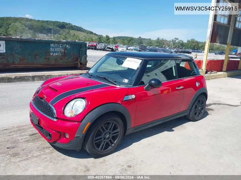 2012 Mini Cooper S VIN: WMWSV3C54CTY25915 Lot: 40267994