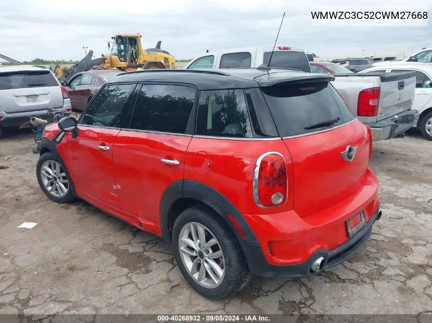 2012 Mini Cooper S Countryman VIN: WMWZC3C52CWM27668 Lot: 40268932