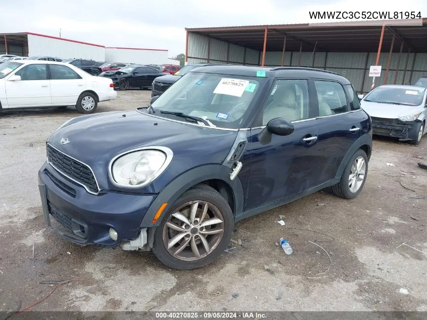 2012 Mini Cooper S Countryman VIN: WMWZC3C52CWL81954 Lot: 40270825