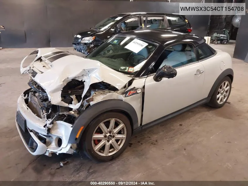 2012 Mini Cooper S VIN: WMWSX3C54CT154708 Lot: 40290550