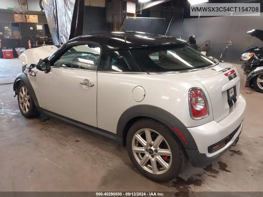 2012 Mini Cooper S VIN: WMWSX3C54CT154708 Lot: 40290550