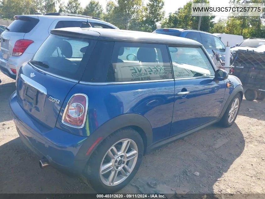 2012 Mini Cooper VIN: WMWSU3C57CT257775 Lot: 40312620