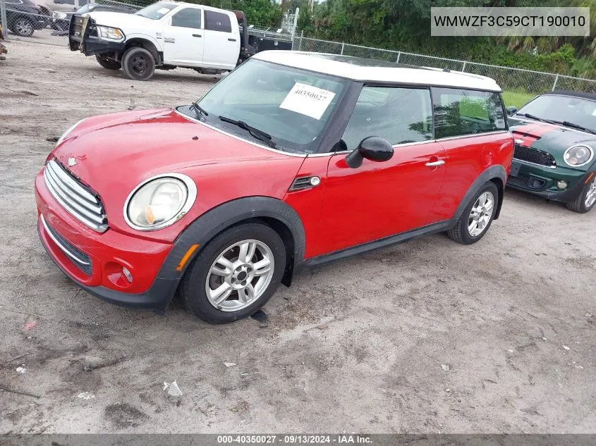 2012 Mini Cooper Clubman VIN: WMWZF3C59CT190010 Lot: 40350027