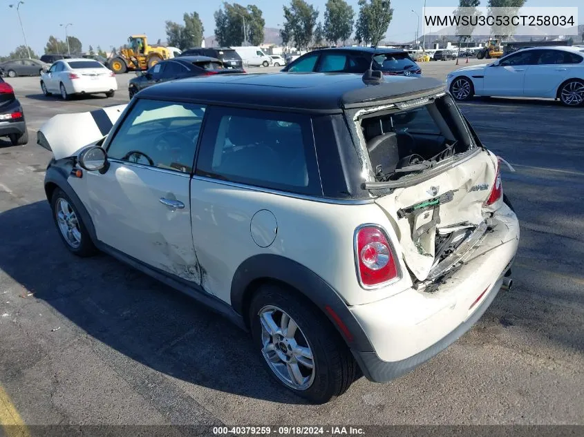 2012 Mini Cooper VIN: WMWSU3C53CT258034 Lot: 40379259