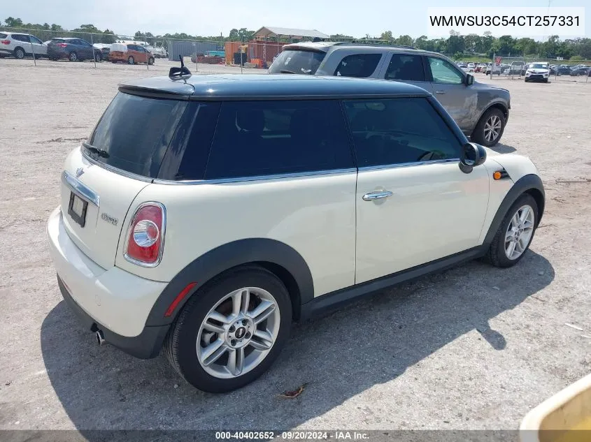 2012 Mini Cooper VIN: WMWSU3C54CT257331 Lot: 40402652