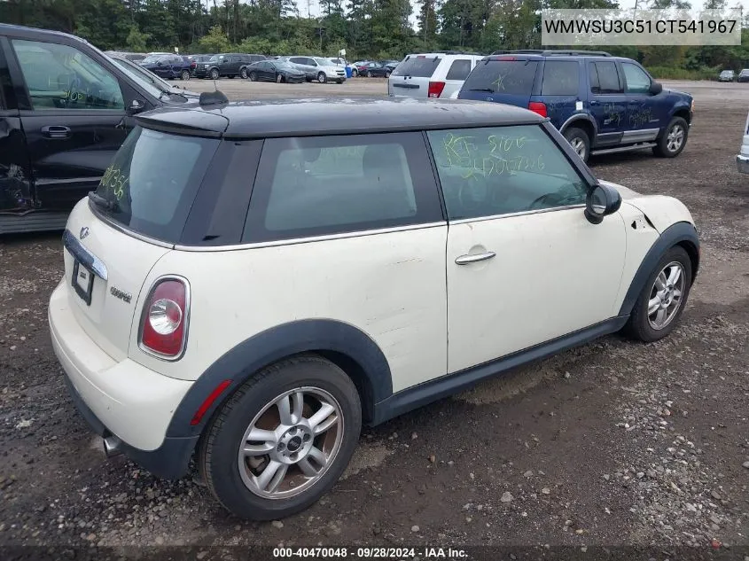 2012 Mini Cooper VIN: WMWSU3C51CT541967 Lot: 40470048