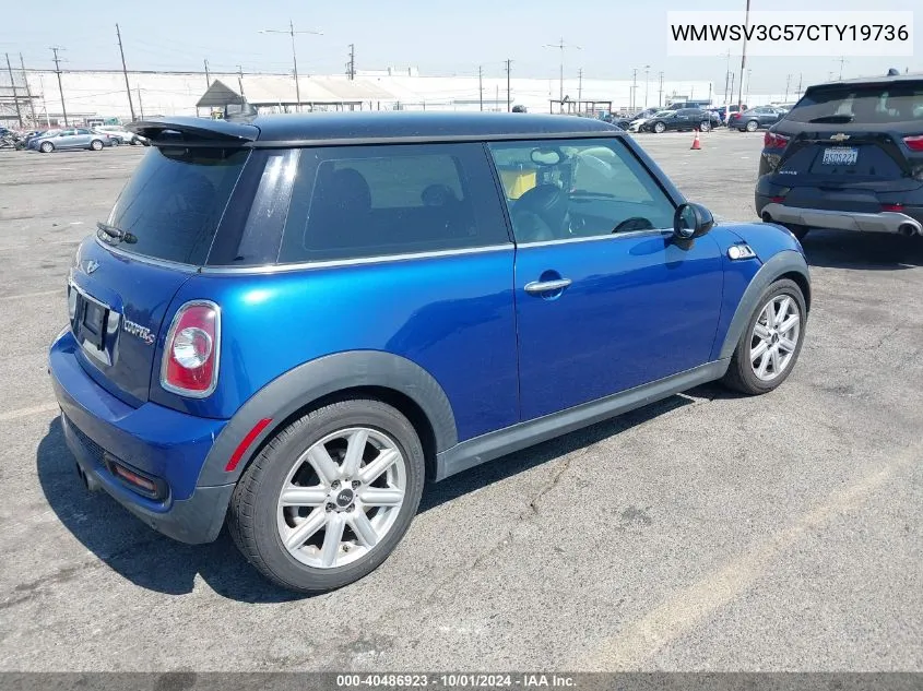 2012 Mini Cooper S VIN: WMWSV3C57CTY19736 Lot: 40486923