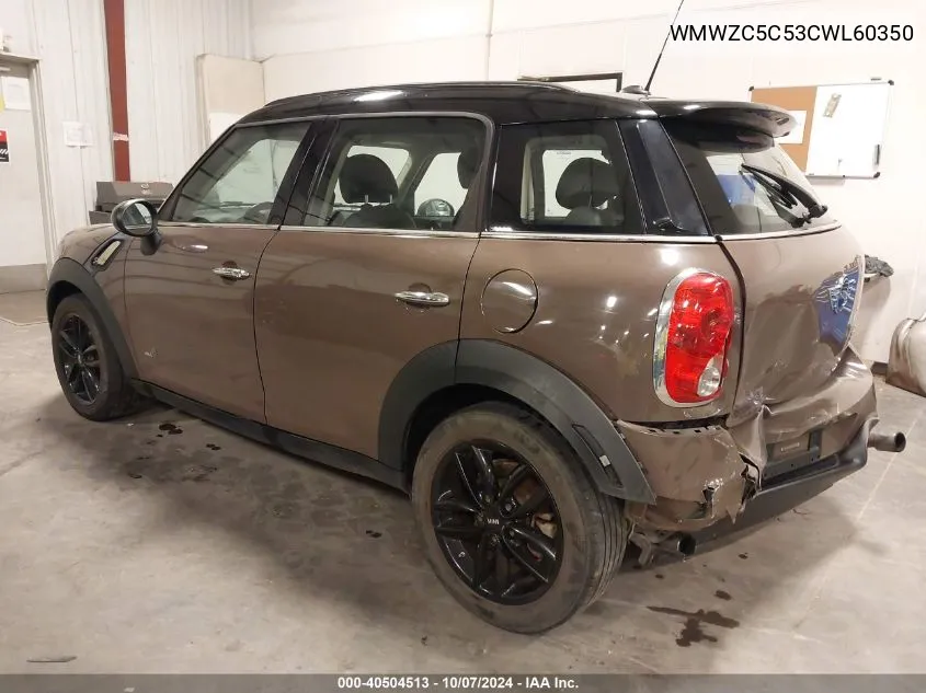 2012 Mini Cooper S Countryman VIN: WMWZC5C53CWL60350 Lot: 40504513