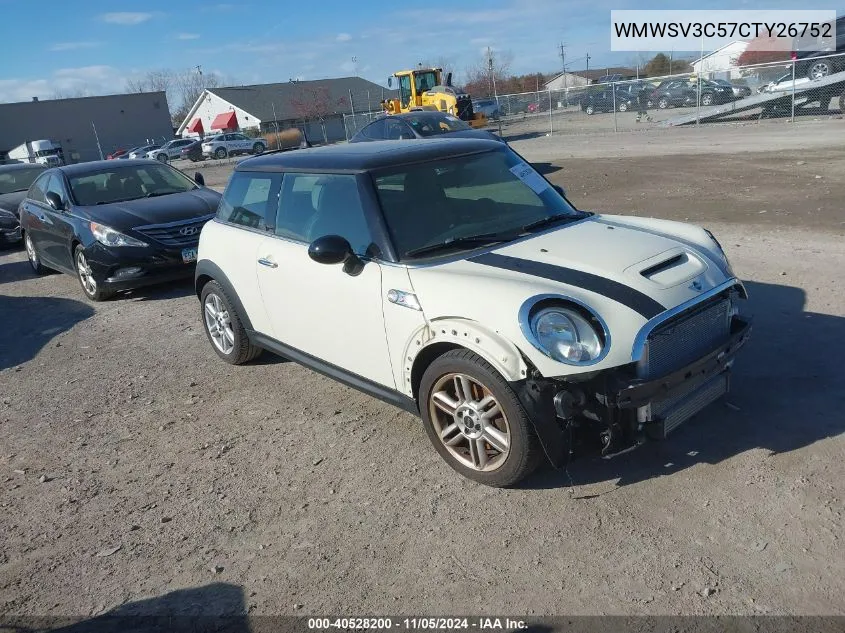 2012 Mini Cooper S VIN: WMWSV3C57CTY26752 Lot: 40528200