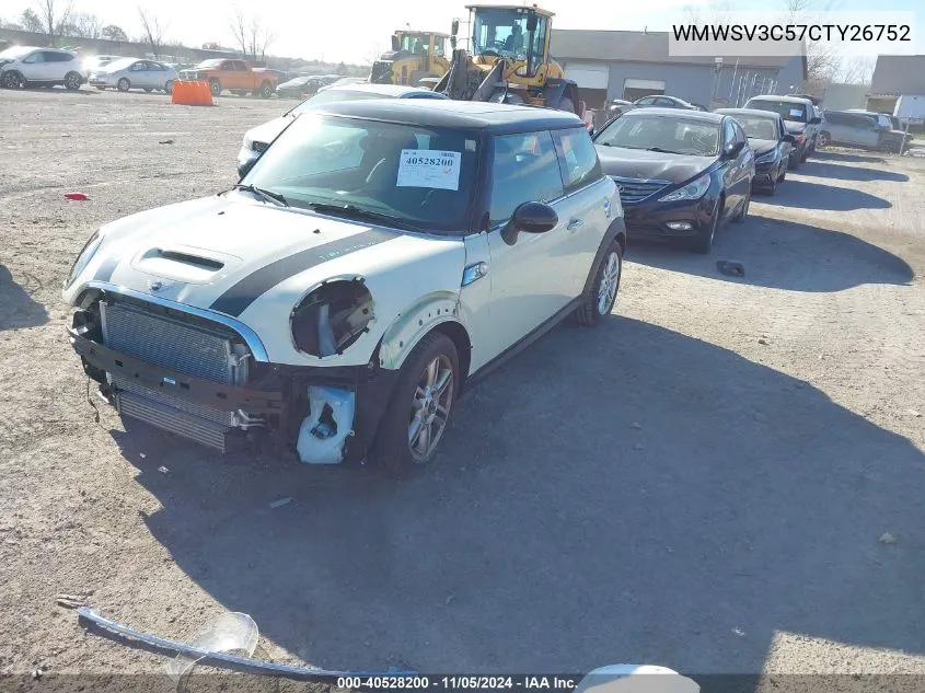 2012 Mini Cooper S VIN: WMWSV3C57CTY26752 Lot: 40528200