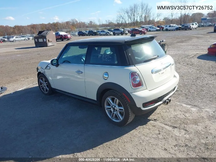 2012 Mini Cooper S VIN: WMWSV3C57CTY26752 Lot: 40528200